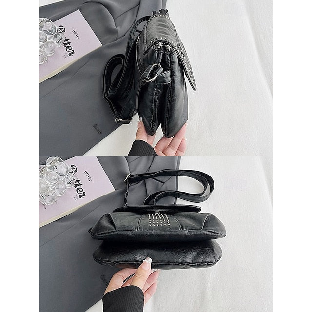 with Faux Bag Leather Brown Crossbody Studded