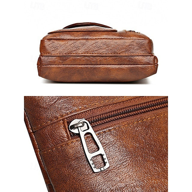 Leather Vintage Multi-Pocket Crossbody Faux - Bag