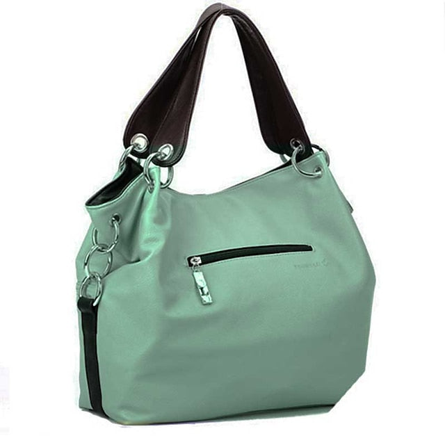 Casual Handbag with Canvas Leather Straps