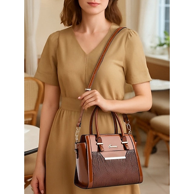 Faux Set Handbag Glossy Patent Leather