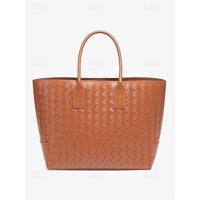 Woven Leather and Brown Tote Stylish Bag