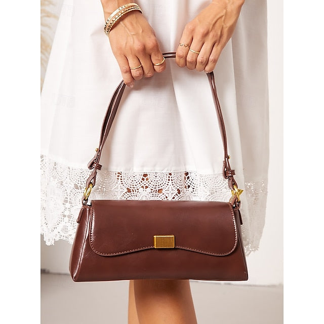 Daily Shopping Office Leather Tote Baguette Bag PU