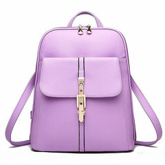 Lock Black Leather Faux Purse Backpack with Gold
