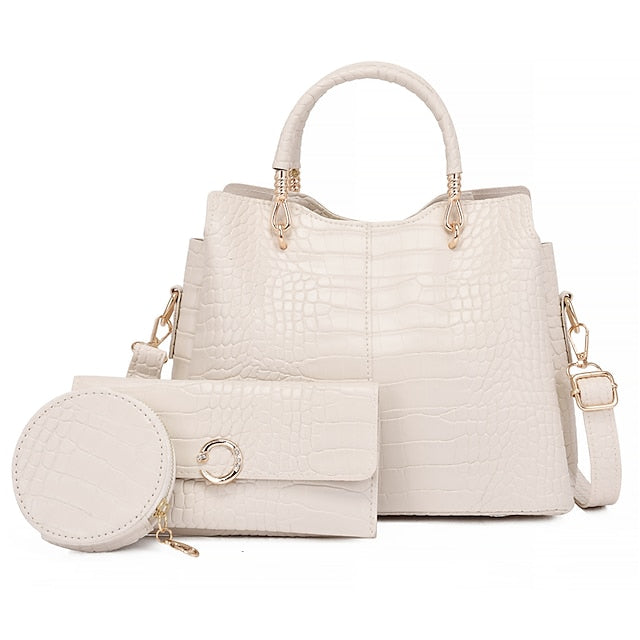 Bag Leather Going out Set PU Purse Office Pcs 3