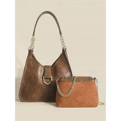 Hobo Bag with Chain Leather Strap Vintage Large