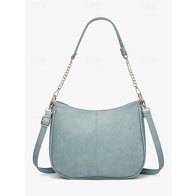 Bag Shoulder Leather Chain Brown Gold Faux with