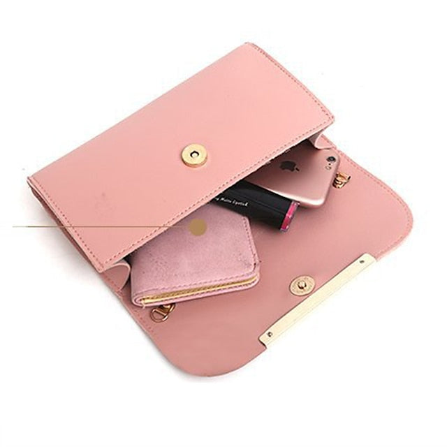 Tote Pink Leather - Handbag Faux Set 3-Piece