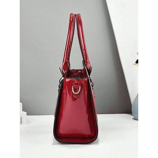 Faux Set Handbag Glossy Patent Leather