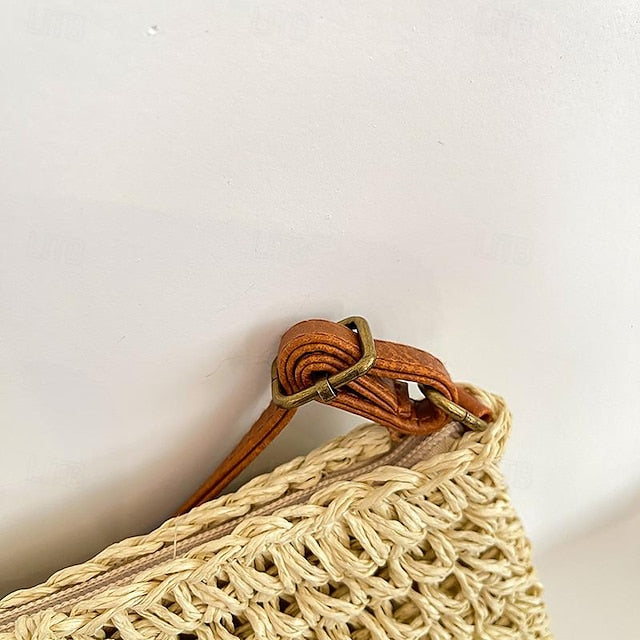 Tassel Bag Woven Boho Handbag Straw Crossbody