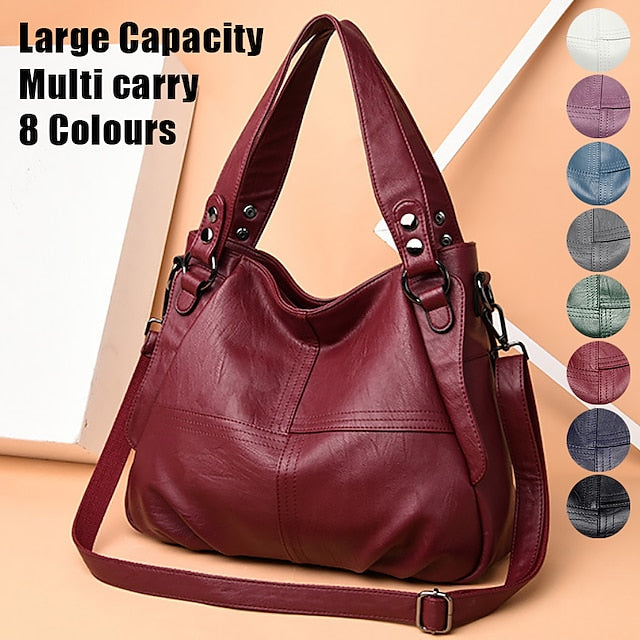 Faux Burgundy Shoulder Large Bag Leather