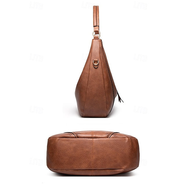 Set Leather Bag Hobo with Matching Wallet Faux