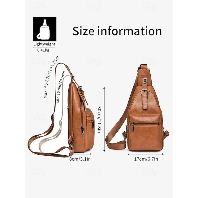 with Sling Faux Brown Bag Leather Crossbody