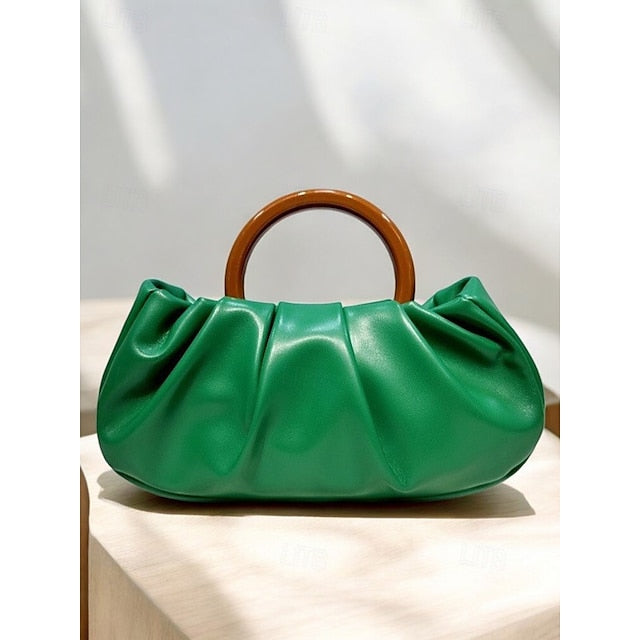 Clutch Faux with Bag Leather Acrylic Tote Pleated