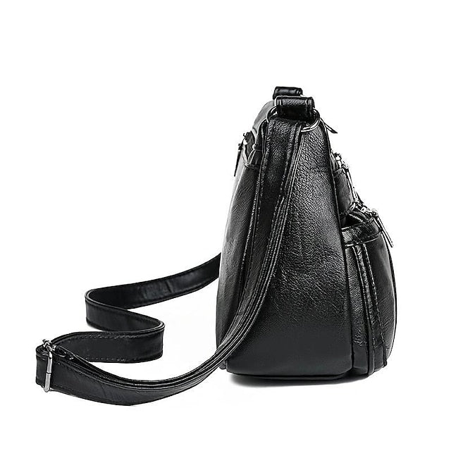 Faux Crossbody Black Bag Stylish Leather