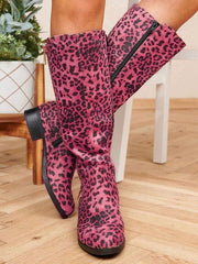 Botas con cremallera lateral y estampado de leopardo