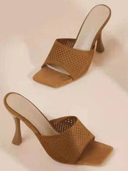 Pointelle Knit Square Toe Sandals