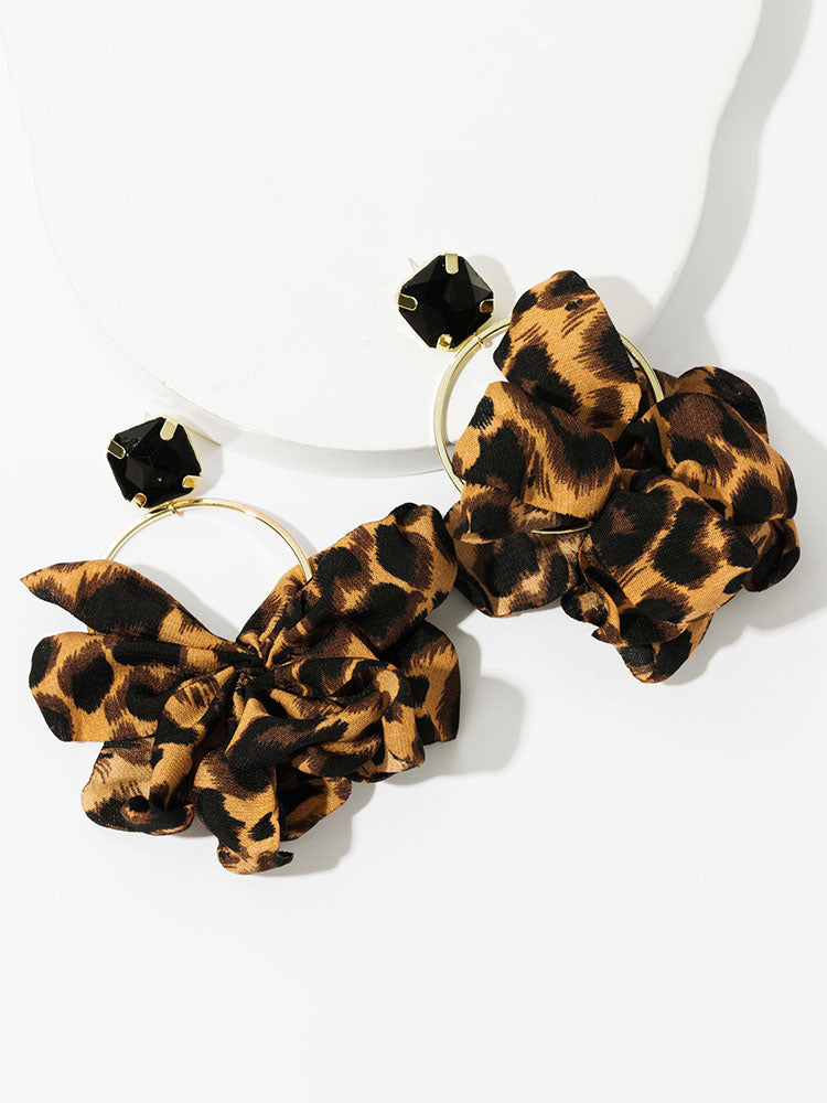 Leopard Rhinestone Decor Drop Earrings