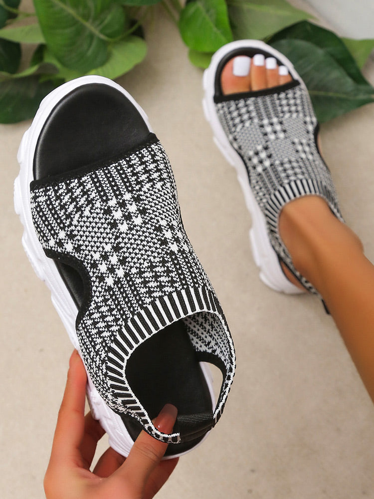Knit Cutout Platform Sandals