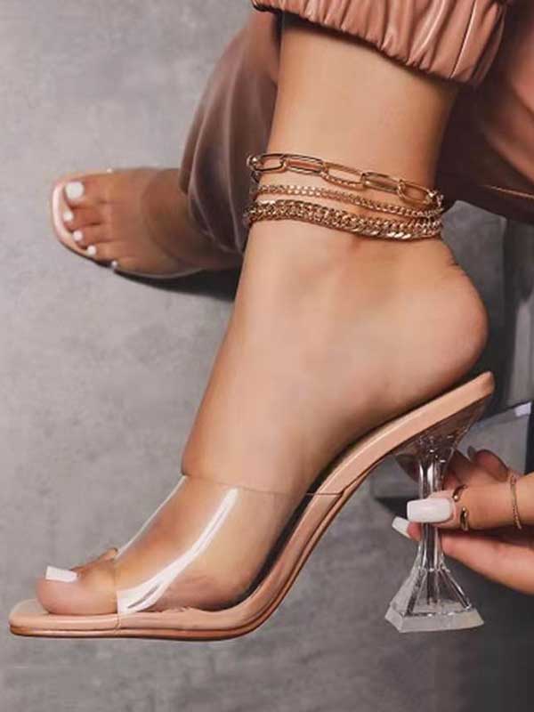 Transparent Pyramid Heel Sandals