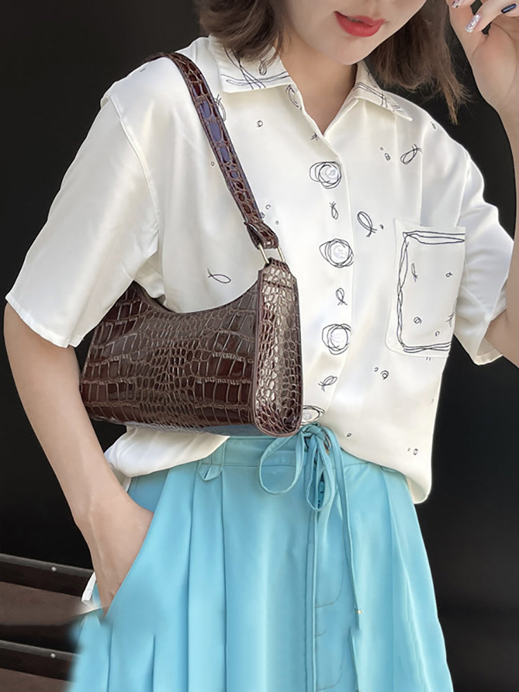 Retro Leather Solid Color Shoulder Bag