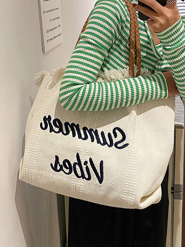 Summer Vibe Tassel Tote Bag