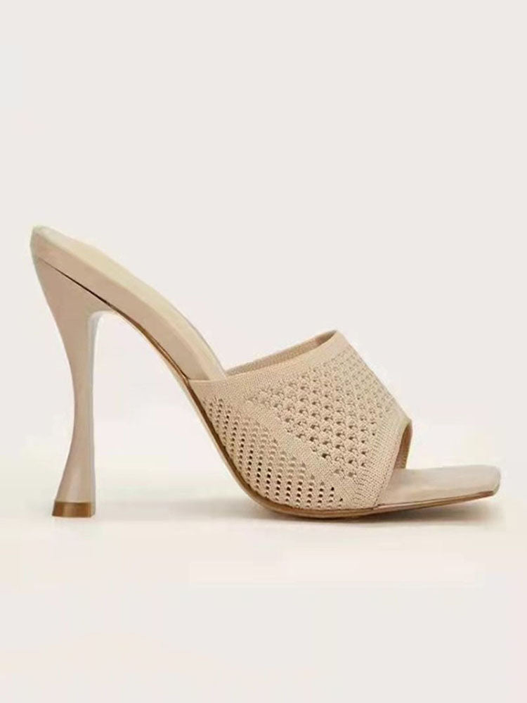 Pointelle Knit Square Toe Sandals