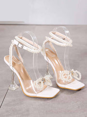 Pearl Bow High Heel Sandals