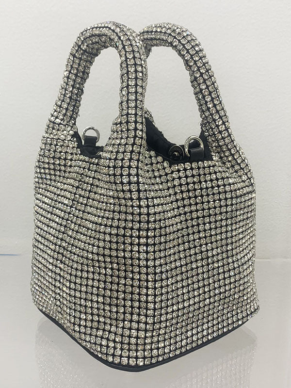 Bolso tipo cubo con diamantes de imitación