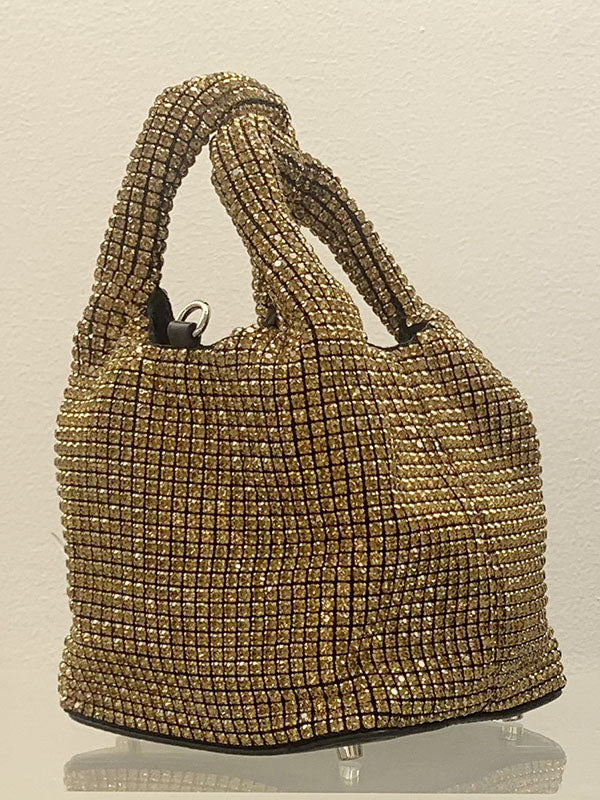 Bolso tipo cubo con diamantes de imitación