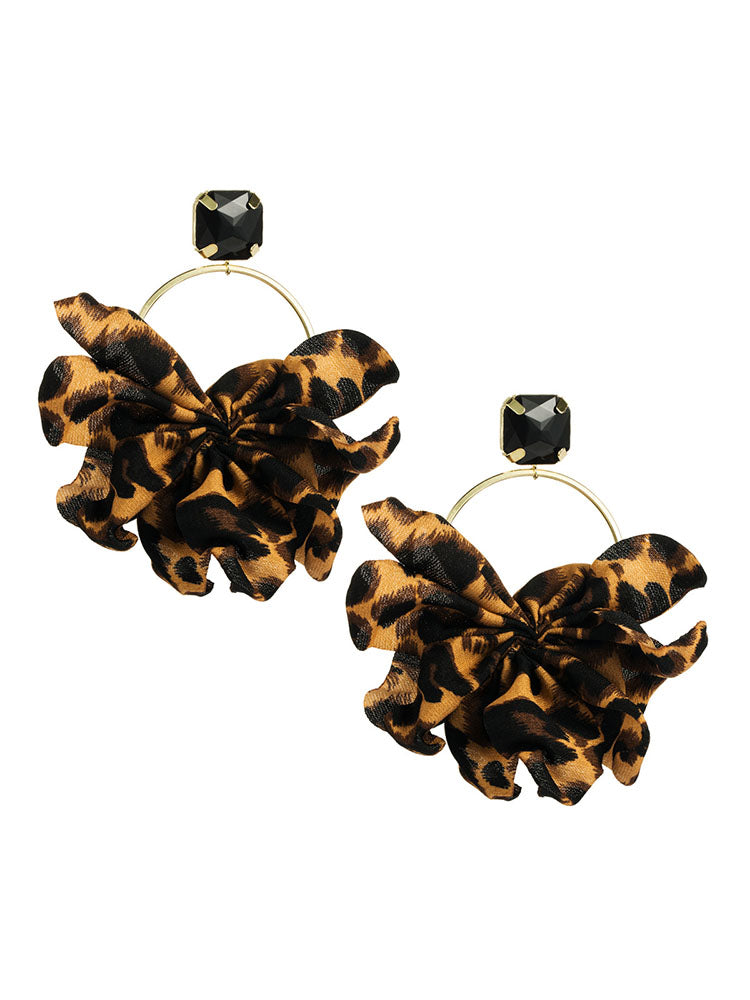 Leopard Rhinestone Decor Drop Earrings