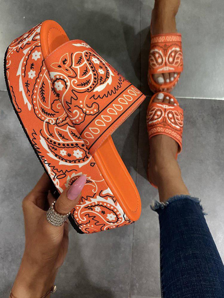 Printed Platform Thick Sole Sandals