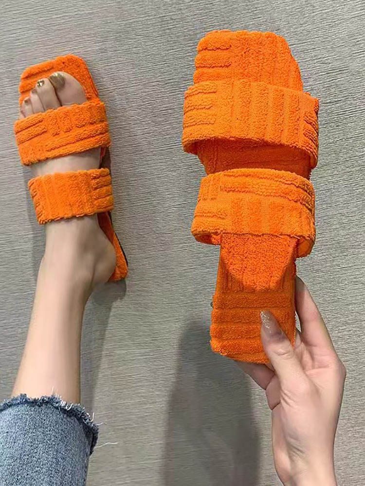 Sandalias de tacón plano de toalla