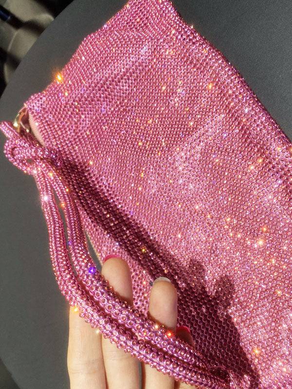 Bolsa con cremallera anudada y diamantes de imitación