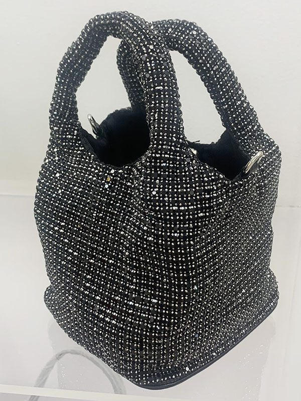 Bolso tipo cubo con diamantes de imitación