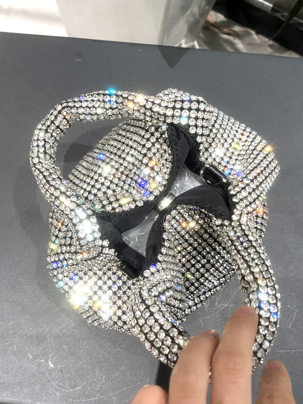 Bolso tipo cubo con diamantes de imitación