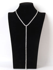 Rhinestone Decor Y Lariat Necklace