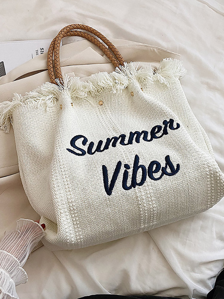 Summer Vibe Tassel Tote Bag