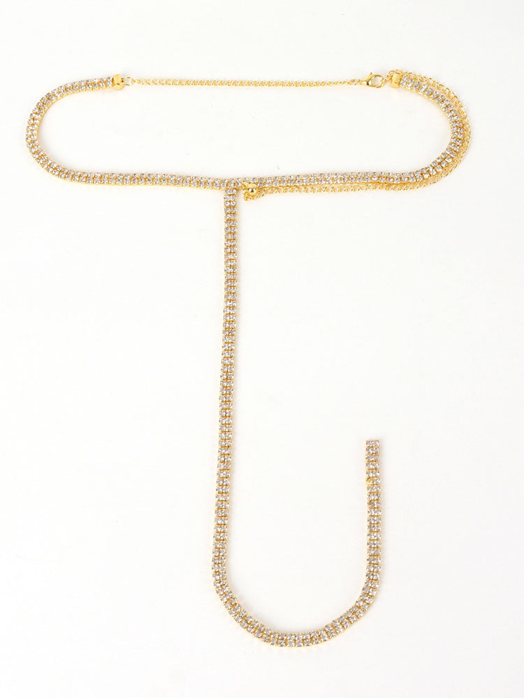 Rhinestone Decor Y Lariat Necklace