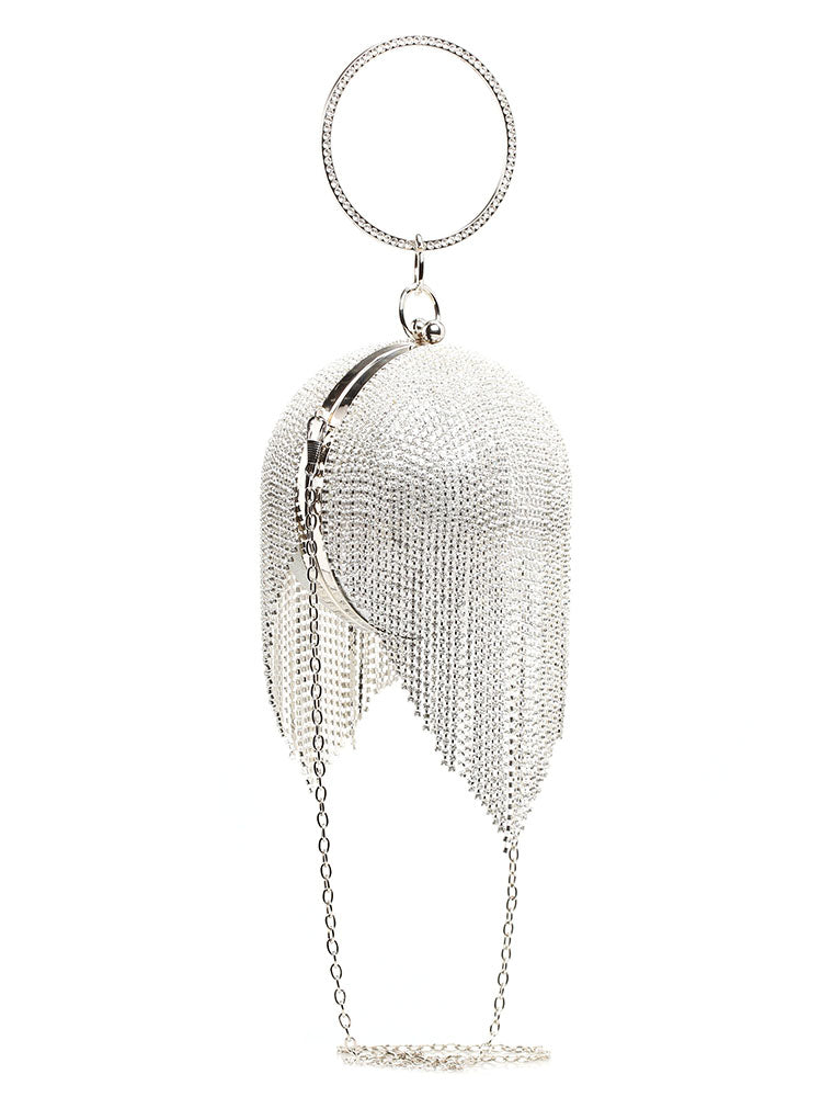 Rhinestone Tassel Evening Clutch