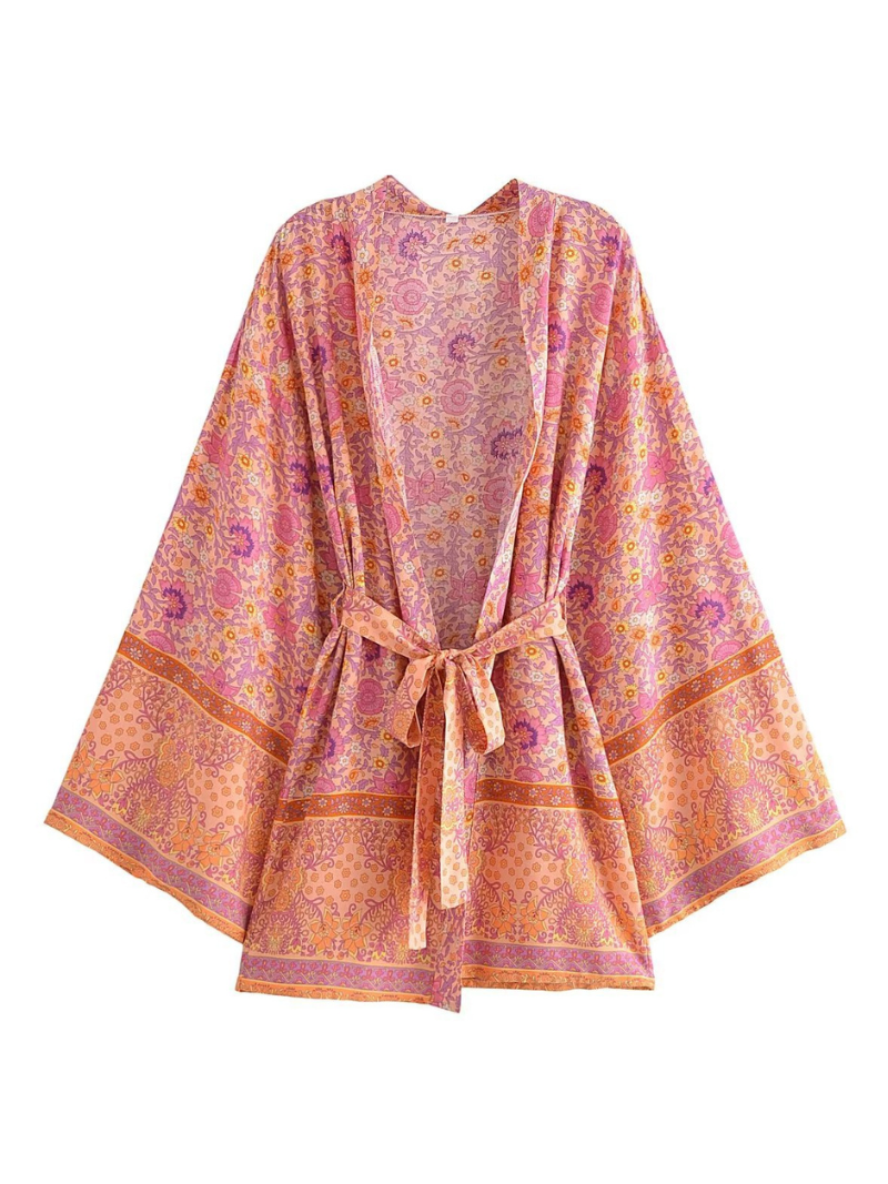 Holding My Heart Cotton Floral Short Kimono Jacket