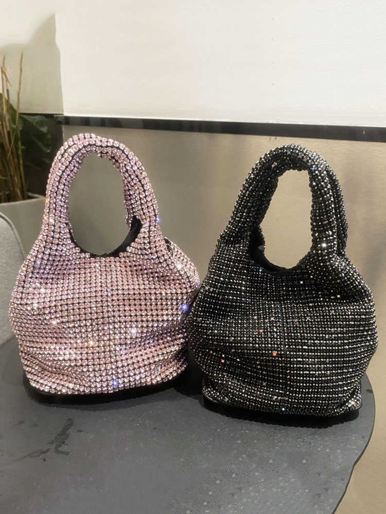 Bolso tipo cubo con diamantes de imitación