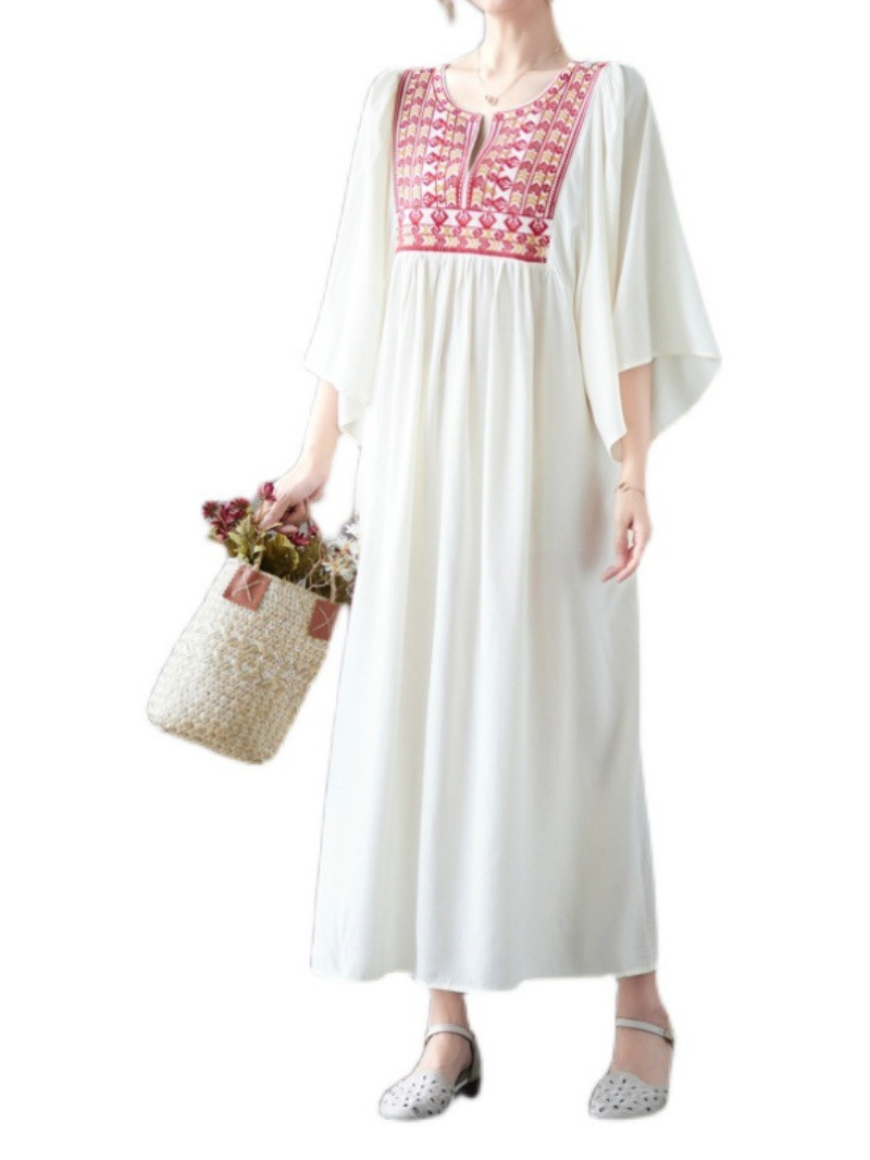 Close Your Eyes Embroidery Pocket A-Line Dress