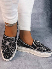 Loafer-Schuhe mit Schleife und Strass