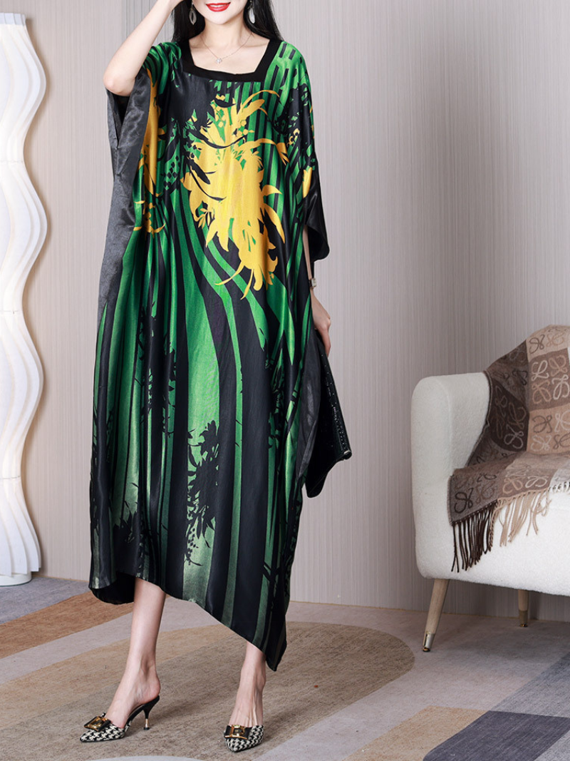 Feel The Moment – ​​Lockeres A-Linien-Kleid mit eckigem Kragen