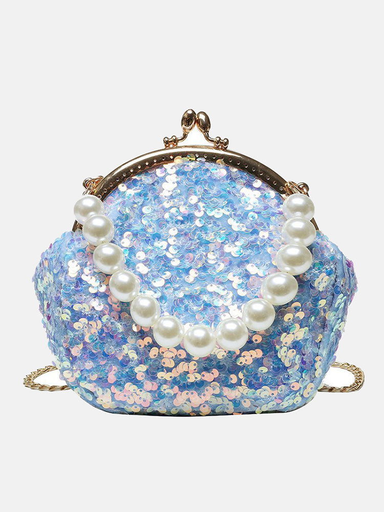 Sequin Pearl Evening Mini Bag