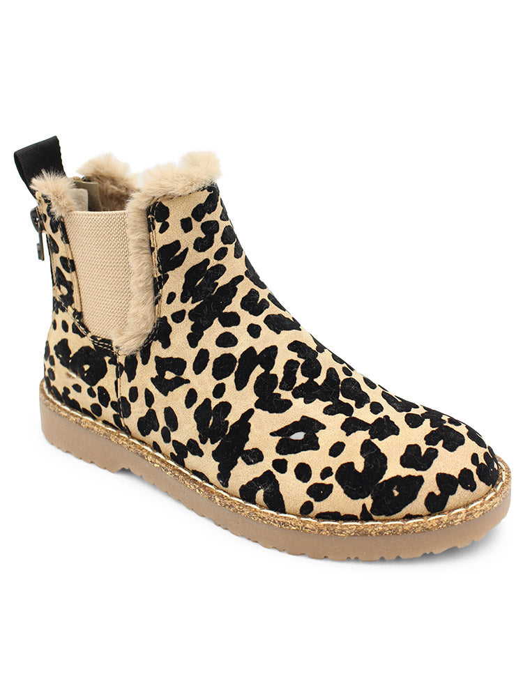 Botines con cremallera trasera de leopardo