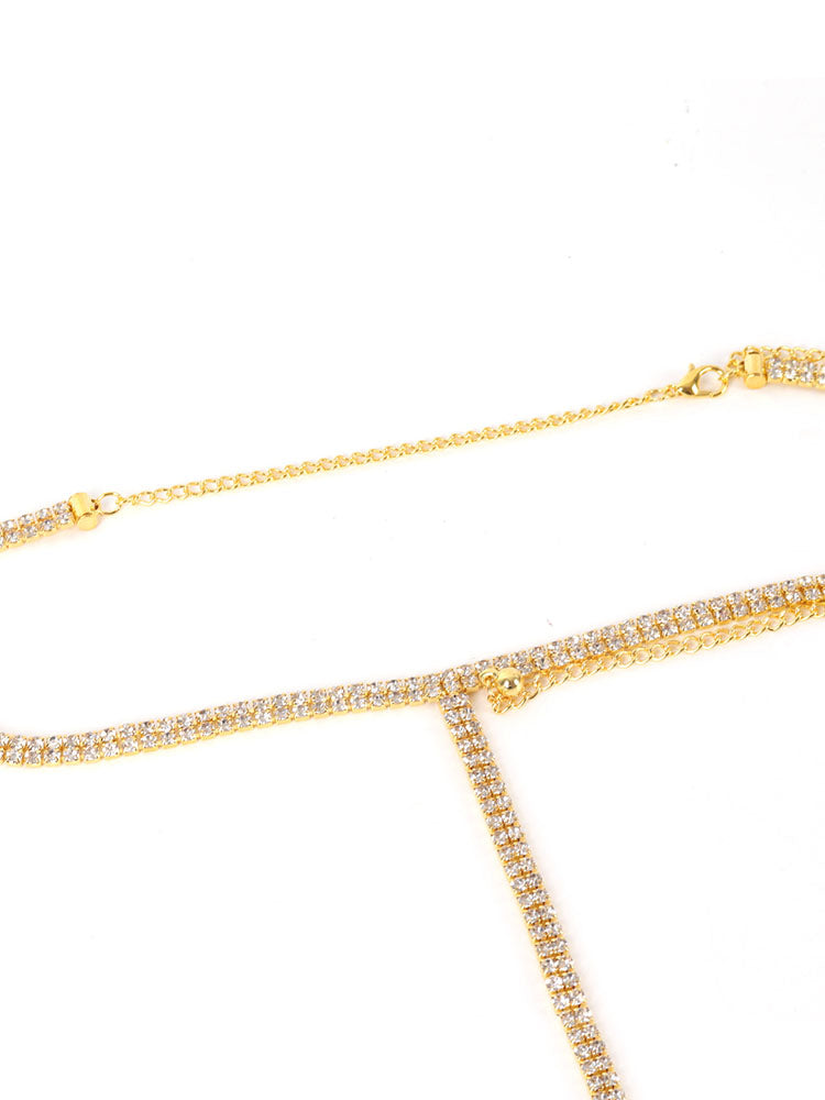 Rhinestone Decor Y Lariat Necklace