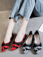 Knit Pointed Toe Leopard Shoes