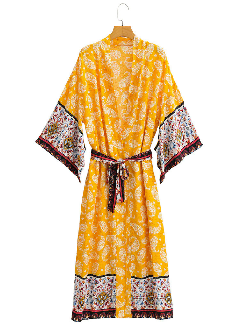 long Kimono Robe, Dressing Gown, printed Kimono, Boho Kimono, Loungewear