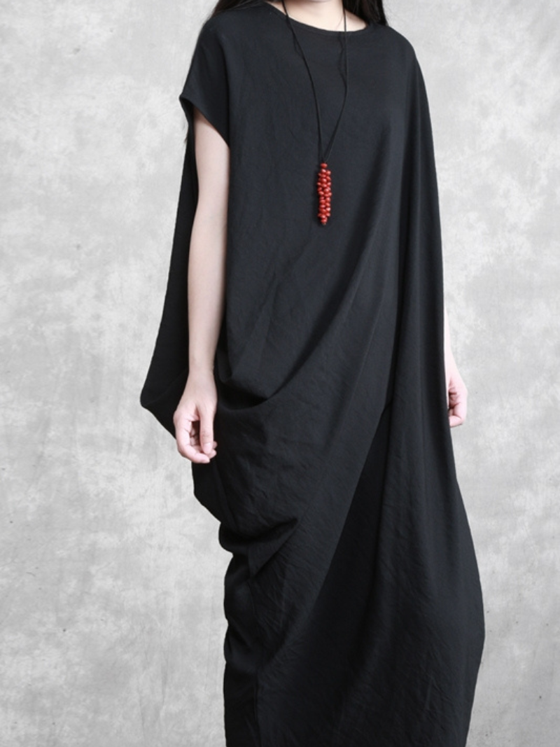 solid color long maxi dress loose bat sleeve long skirt